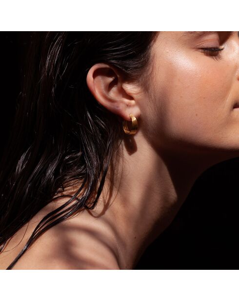 Créoles fils gravés en Laiton doré