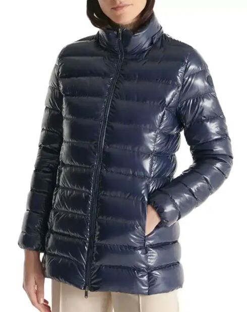 Lacquer jack met capuchon in parelmarineblauwe kleur