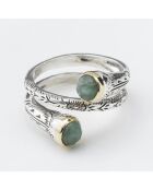 Bague en Argent, Laiton doré & Amazonite