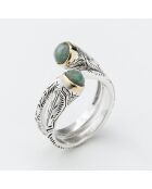 Bague en Argent, Laiton doré & Amazonite