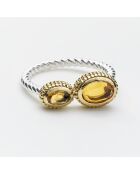 Bague en Argent, Laiton doré & Citrine Brandy