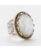 Bague en Argent, Laiton & Pierre de Lune