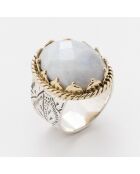 Bague en Argent, Laiton & Pierre de Lune