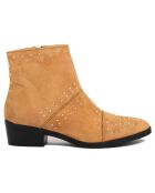 Boots en Velours de Cuir Victoire camel