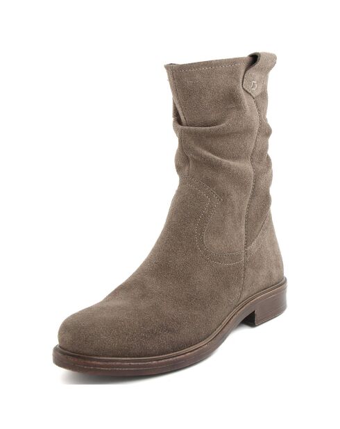 Boots en Velours de Cuir Mila taupe