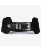 Ceinture en Cuir large avec set métallique Western noire