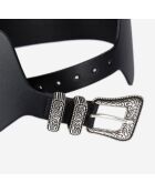 Ceinture en Cuir large avec set métallique Western noire