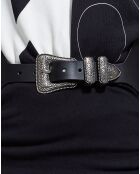 Ceinture en Cuir large avec set métallique Western noire