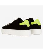 Baskets en Cuir avec patch fluo noir/jaune