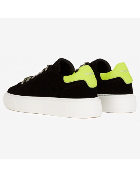 Baskets en Cuir avec patch fluo noir/jaune