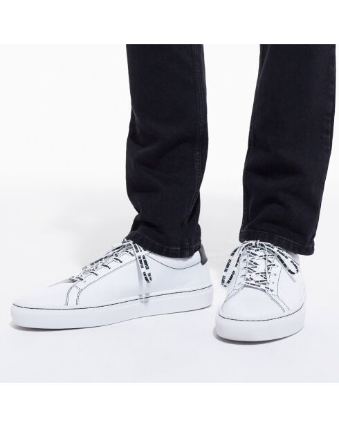 Baskets en Cuir avec empiècement en vinyle blanches