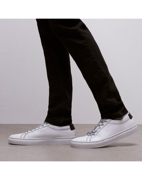 Baskets en Cuir avec empiècement en vinyle blanches