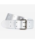 Ceinture en Cuir avec boucle double ardillons argentée