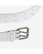Ceinture en Cuir avec boucle double ardillons argentée