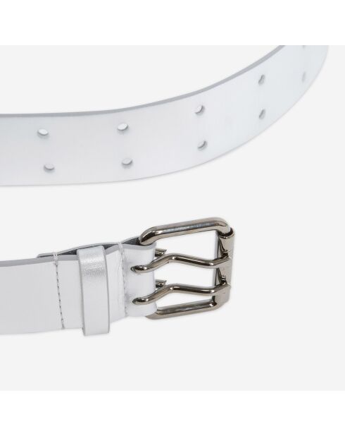 Ceinture en Cuir avec boucle double ardillons argentée