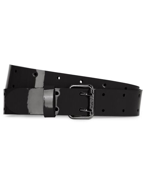 Ceinture en Cuir Vinyle avec boucle double ardillon noire