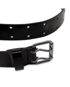 Ceinture en Cuir Vinyle avec boucle double ardillon noire