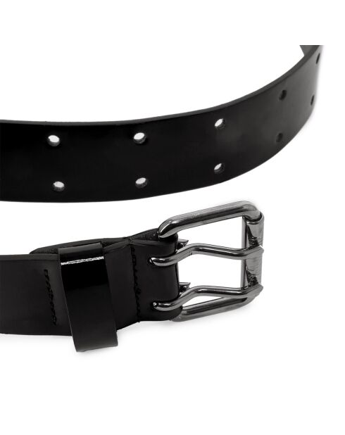 Ceinture en Cuir Vinyle avec boucle double ardillon noire