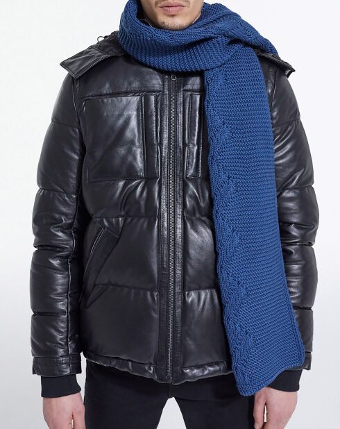 Echarpe 100% Laine Torsadée bleue