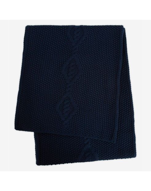 Echarpe 100% Laine Torsadée bleue