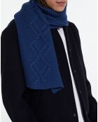 Echarpe 100% Laine Torsadée bleue