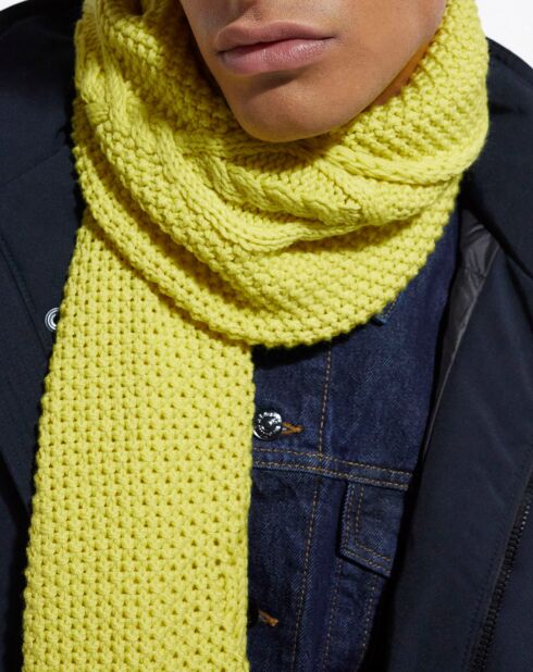 Echarpe 100% Laine Torsadée jaune