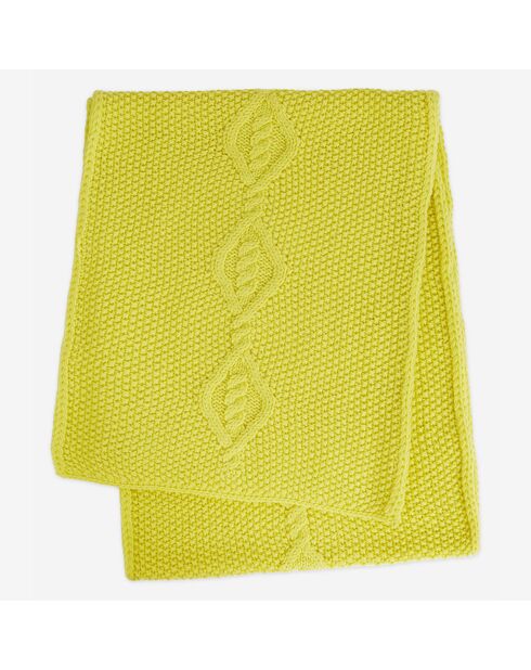 Echarpe 100% Laine Torsadée jaune