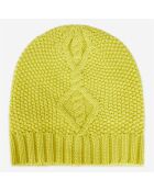 Bonnet 100% Laine Torsadé jaune