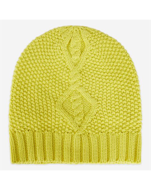 Bonnet 100% Laine Torsadé jaune