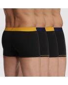 4 boxers Mix and Colors zwart saffraangeel/zwart marineblauw/zwart geel saffraan/zwart marineblauw/zwart marineblauw