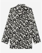 Chemise 100% Soie Fluide blanc cassé/noir