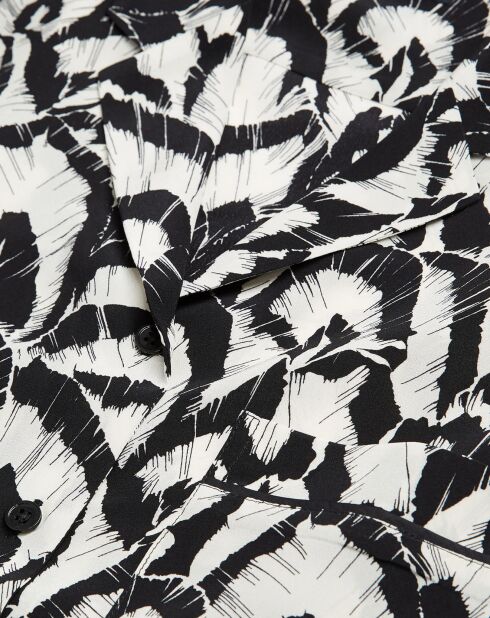 Chemise 100% Soie Fluide blanc cassé/noir