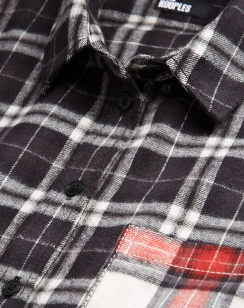 Chemise à Carreaux et poches contrastées noire