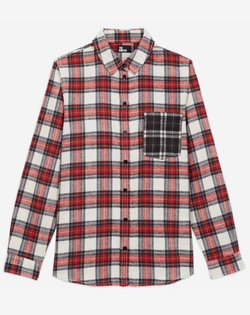 Chemise à Carreaux et poches contrastées rouge