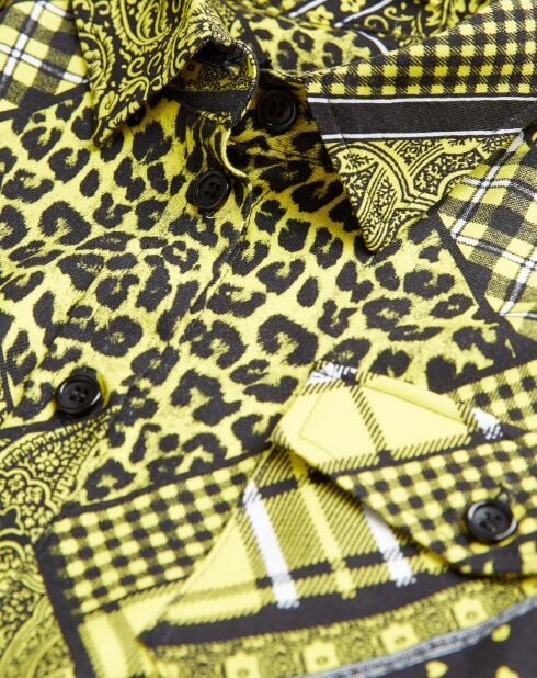Chemise détail patte Boutonnage noir/jaune