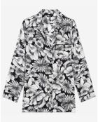 Chemise 100% Soie manches longues Print Romantic Garden noir/blanc