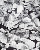 Chemise 100% Soie manches longues Print Romantic Garden noir/blanc