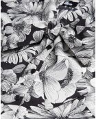 Chemise 100% Soie manches longues col Lavalière Print Romantic Garden noir/blanc