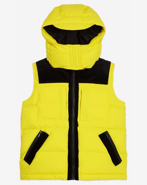 Doudoune sans manches avec empiècement contrasté jaune fluo