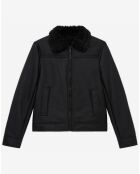 Blouson Biker en Fausse Fourrure noir