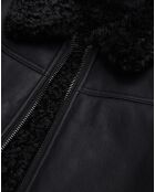 Blouson Biker en Fausse Fourrure noir