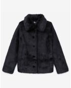 Manteau en Fausse Fourrure manches longues noir