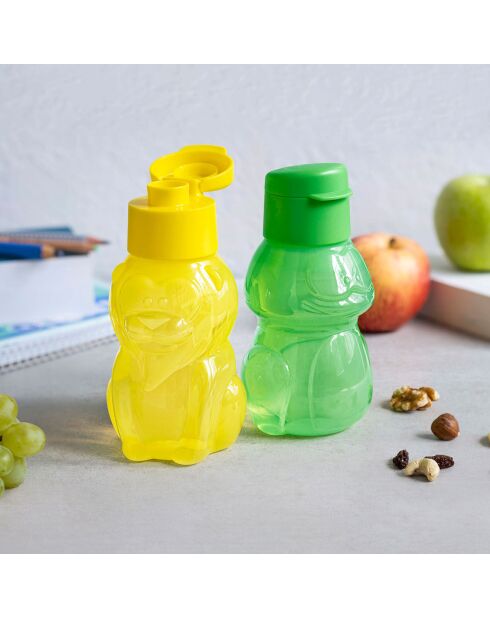 2 Eco bouteilles Lion & Grenouille jaune/vert - 350ml