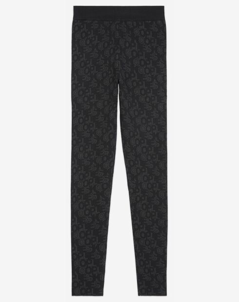Legging Jacquard Logo All Over noir/gris foncé