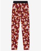 Legging jacquard fleurie rouge foncé