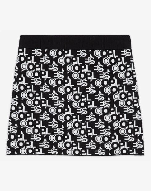 Jupe Courte en Jacquard Logo All Over noir/blanc