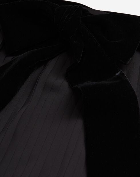 Jupe longue plissée avec ceinture en Velours noire