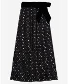 Jupe Plissée Polka Dots Ceinturé noir/écru