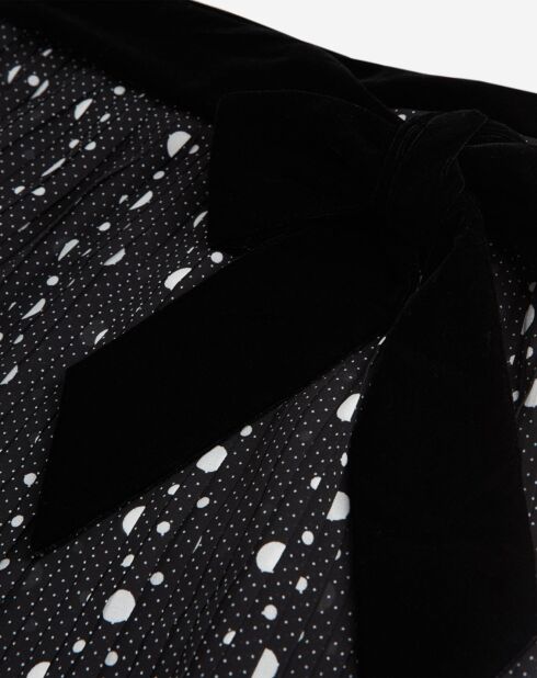 Jupe Plissée Polka Dots Ceinturé noir/écru