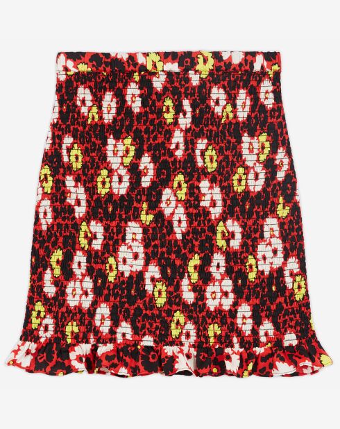 Jupe Coupe Smockée Print Wild Blossom rouge/jaune
